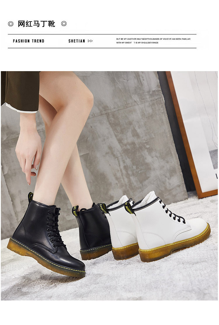 Super Hot All-Matching Ins Fleece Dr. Martens Boots Women's British 2020 Winter New Student Thick Bottom and Warm Keeping Ankle Boots Cotton-Padded Shoes