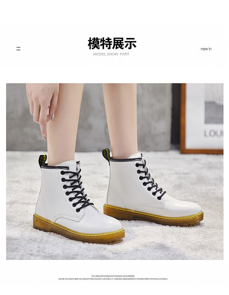 Super Hot All-Matching Ins Fleece Dr. Martens Boots Women's British 2020 Winter New Student Thick Bottom and Warm Keeping Ankle Boots Cotton-Padded Shoes