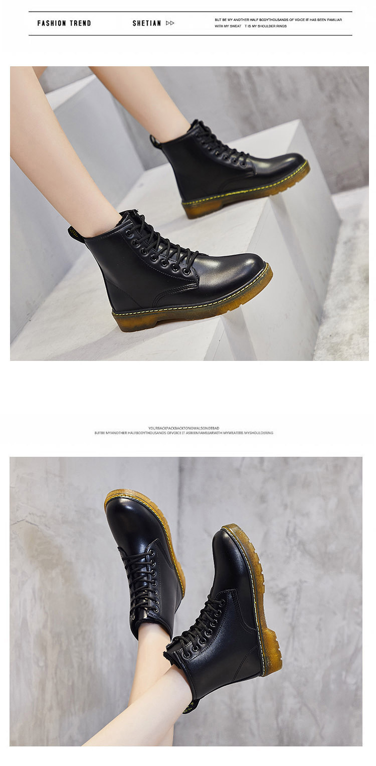 Super Hot All-Matching Ins Fleece Dr. Martens Boots Women's British 2020 Winter New Student Thick Bottom and Warm Keeping Ankle Boots Cotton-Padded Shoes