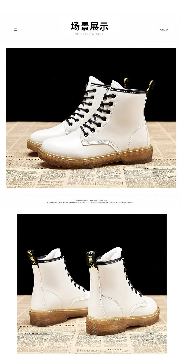 Super Hot All-Matching Ins Fleece Dr. Martens Boots Women's British 2020 Winter New Student Thick Bottom and Warm Keeping Ankle Boots Cotton-Padded Shoes