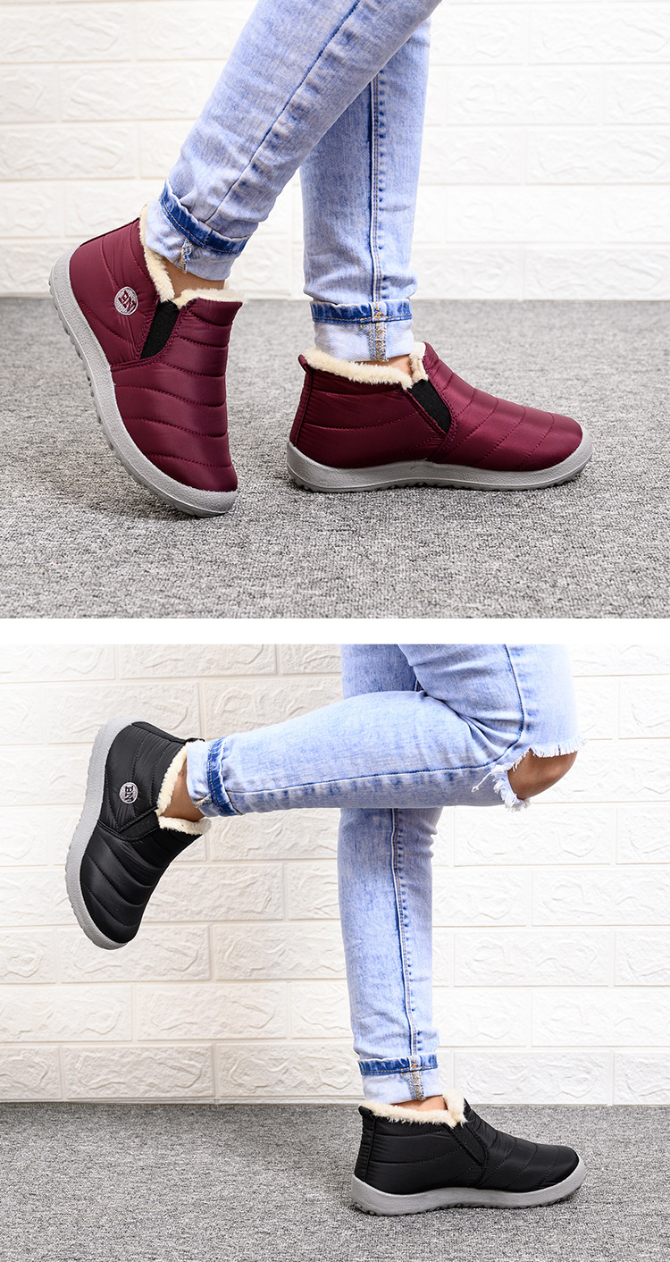 Cross-Border Foreign Trade Snow Boots Women's Winter Warm with Velvet Short Boots Cotton-Padded Shoes Thickened Flat New Women's Shoes Waterproof Non-Slip