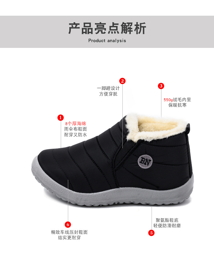 Cross-Border Foreign Trade Snow Boots Women's Winter Warm with Velvet Short Boots Cotton-Padded Shoes Thickened Flat New Women's Shoes Waterproof Non-Slip