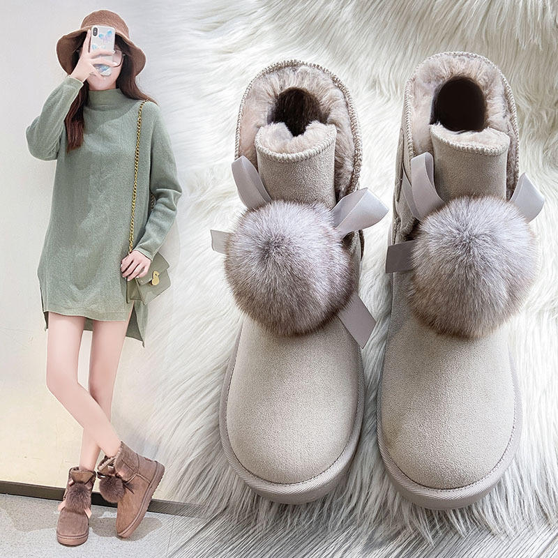 2021autumn and Winter New Fashion Cotton-Padded Shoes with Velvet Korean Style Online Influencer Fashion Casual Velvet Thick Women&#039;s Snow Boots Women