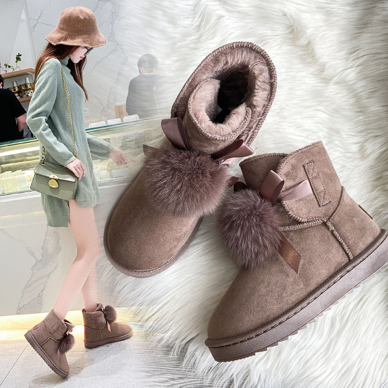 2021autumn and Winter New Fashion Cotton-Padded Shoes with Velvet Korean Style Online Influencer Fashion Casual Velvet Thick Women's Snow Boots Women