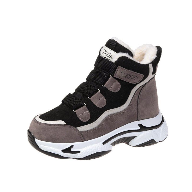 High-Top Daddy Shoes Women&#039;s Autumn and Winter 2021 New Cotton-Padded Shoes with Velvet Casual Thick Bottom and Warm Keeping Velcro Sneakers Fashion