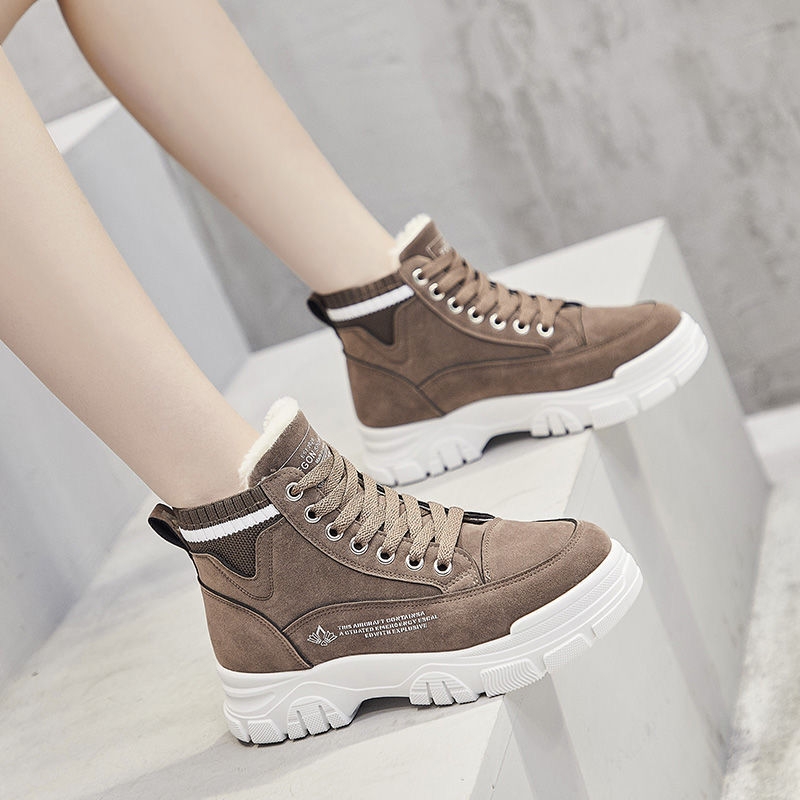 Women&#039;s Cotton-Padded Shoes Winter 2020 New Fashion Shoes Fleece-Lined Warm Martin Boots High-Top Shoes Female Students Platform Snow Boots