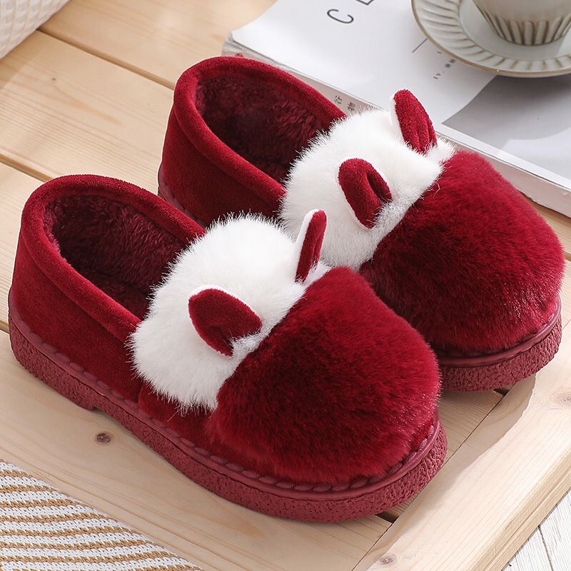 Sheep Ears Rabbit Fur Autumn and Winter Covered Root Indoor and Outdoor Home Cotton Slippers Women&#039;s Confinement Shoes Insulated Cotton-Padded Shoes Snow Boots
