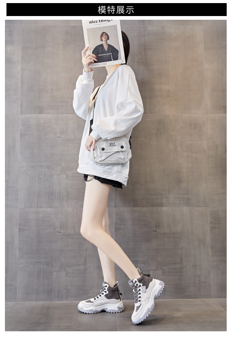 Genuine Leather Shoes Women's 2021 New Autumn and Winter Casual Pumps High Top White Shoes Women's Platform Muffin Women's Shoes Cotton-Padded Shoes