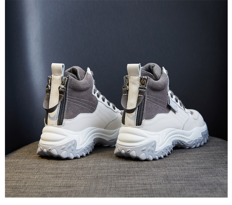 Genuine Leather Shoes Women's 2021 New Autumn and Winter Casual Pumps High Top White Shoes Women's Platform Muffin Women's Shoes Cotton-Padded Shoes