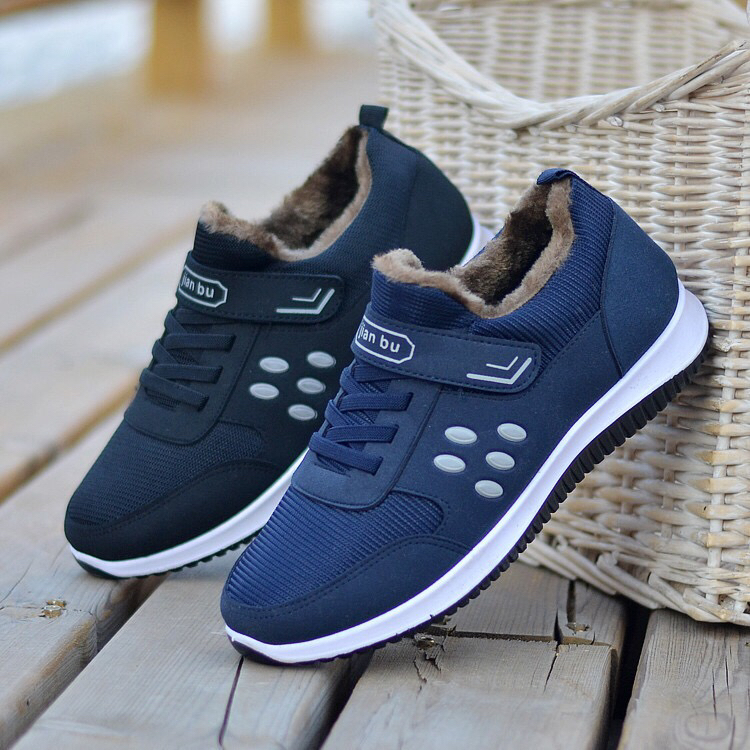 Autumn and Winter 2020 Middle-Aged and Elderly Lightweight Cotton-Padded Shoes Soft Bottom Walking Casual Mom Shoes round Head plus Velvet Simple