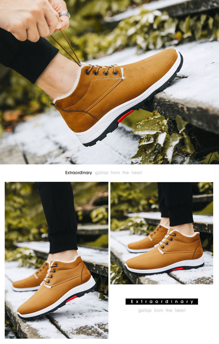 Men's Winter Shoes Fashionable Frosted Boots British Cotton-Padded Shoes Men's 2020 New Winter Fleece-Lined Thickened Men's Shoes