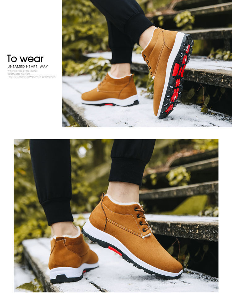 Men's Winter Shoes Fashionable Frosted Boots British Cotton-Padded Shoes Men's 2020 New Winter Fleece-Lined Thickened Men's Shoes