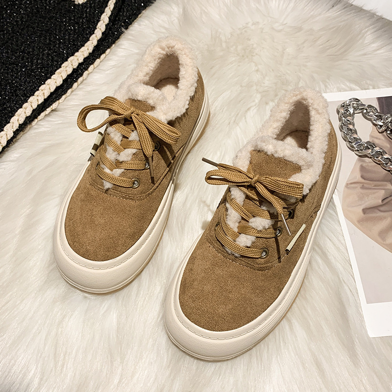 Fleece-Lined Vintage Cotton-Padded Shoes Women&#039;s New Korean Style Tied Winter Women&#039;s Shoes Fashion Casual Platform Canvas Shoes Fashion