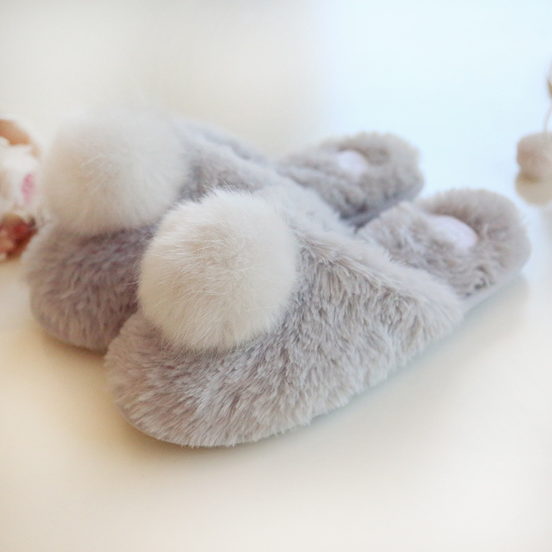 Winter New Home Japanese Cute Warm Cotton Slippers Cartoon Furry Slippers Indoor Home Women's Cotton-Padded Shoes