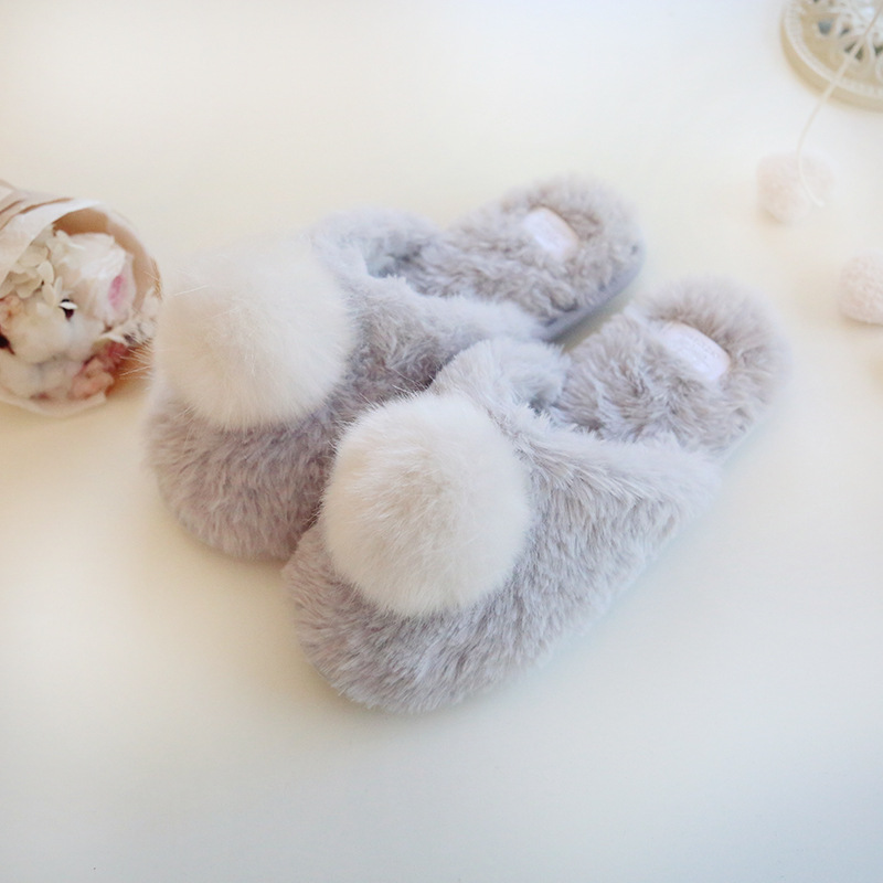 Winter New Home Japanese Cute Warm Cotton Slippers Cartoon Furry Slippers Indoor Home Women's Cotton-Padded Shoes