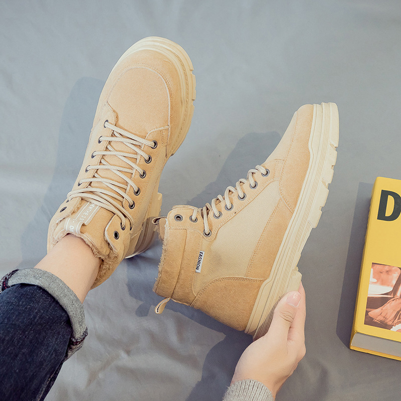Winter Fleece Lined Padded Warm Keeping Snow Boots High Cotton-Padded Shoes British Style Dr. Martens Boots Men&#039;s Shoes Mid-Top Desert Workwear Boots