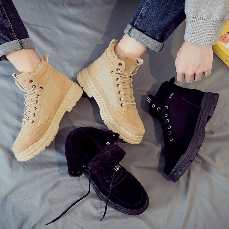 Winter Fleece Lined Padded Warm Keeping Snow Boots High Cotton-Padded Shoes British Style Dr. Martens Boots Men&#039;s Shoes Mid-Top Desert Workwear Boots