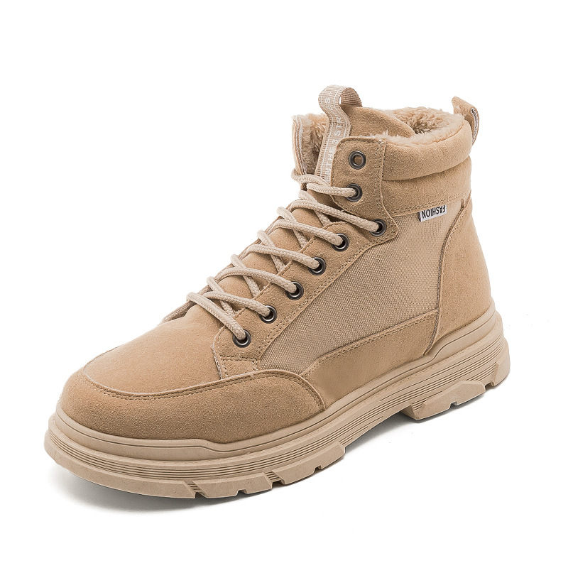 Winter Fleece Lined Padded Warm Keeping Snow Boots High Cotton-Padded Shoes British Style Dr. Martens Boots Men&#039;s Shoes Mid-Top Desert Workwear Boots