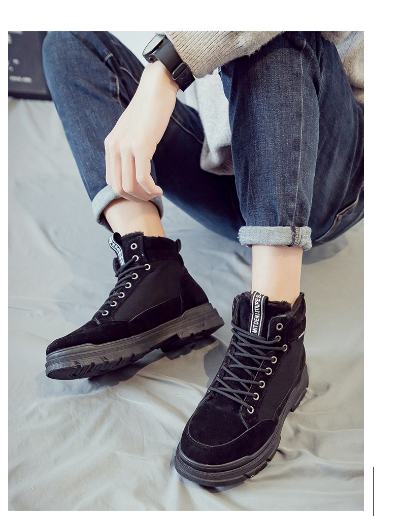 Winter Fleece Lined Padded Warm Keeping Snow Boots High Cotton-Padded Shoes British Style Dr. Martens Boots Men's Shoes Mid-Top Desert Workwear Boots