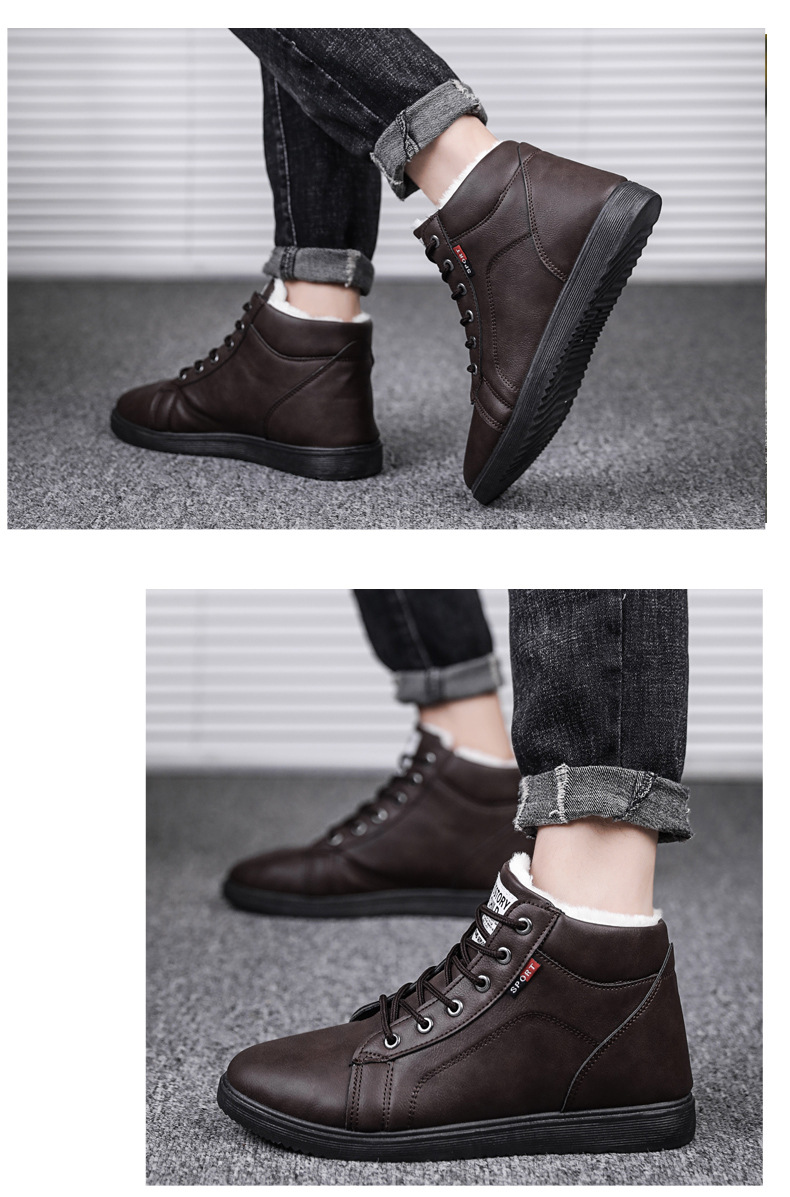 Men's shoes winter cotton-padded shoes high-top shoes Korean edition fashion board shoes versatile sports casual shoes Men's shoes winter cotton-padded shoes high-top shoes Korean edition fashion board shoes versatile sports casual shoes