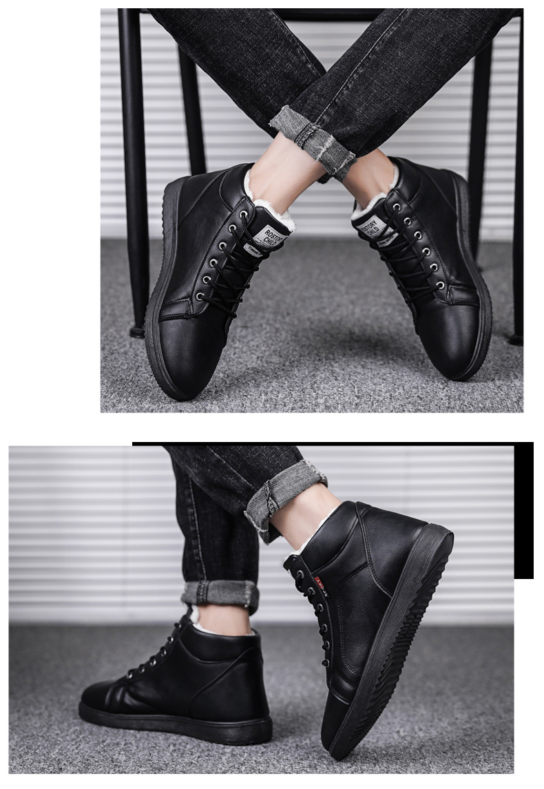 Men's shoes winter cotton-padded shoes high-top shoes Korean edition fashion board shoes versatile sports casual shoes Men's shoes winter cotton-padded shoes high-top shoes Korean edition fashion board shoes versatile sports casual shoes