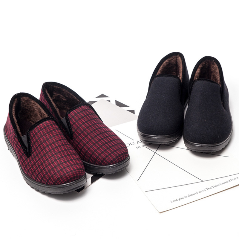 Long-Term Wholesale Winter Mother&#039;s Cotton Shoes Comfortable Warm Two Cotton Middle-Aged Women&#039;s Shoes Elderly Cotton-Padded Shoes Red Plaid Lazy Shoes