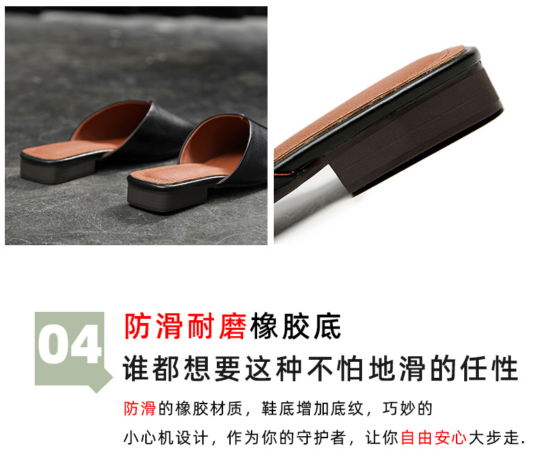 Baotou ban tuo xie Female 2020 Summer New Authentic Leather Square Toe All-Matching Flat Low Heel Sandals L Shoes 118 Baotou ban tuo xie Female 2020 Summer New Authentic Leather Square Toe All-Matching Flat Low Heel Sandals L Shoes 118