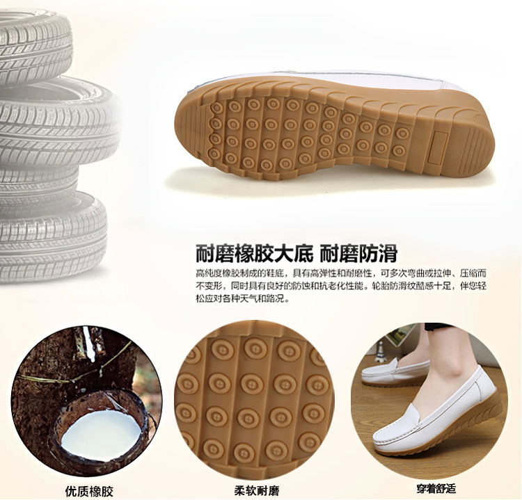 New Spring and Autumn Cowhide Wedge Nurse Shoes Casual Mom Shoes Leather Shoes Flat Pumps Women's Women's Mid Heel Shoes