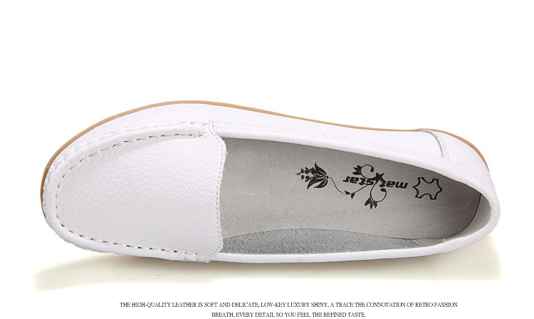 New Spring and Autumn Cowhide Wedge Nurse Shoes Casual Mom Shoes Leather Shoes Flat Pumps Women's Women's Mid Heel Shoes