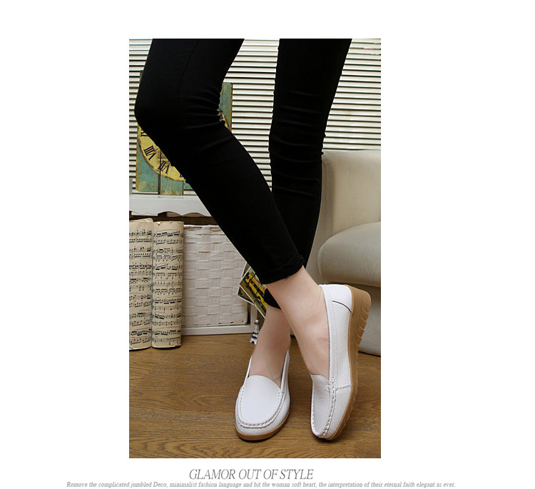 New Spring and Autumn Cowhide Wedge Nurse Shoes Casual Mom Shoes Leather Shoes Flat Pumps Women's Women's Mid Heel Shoes