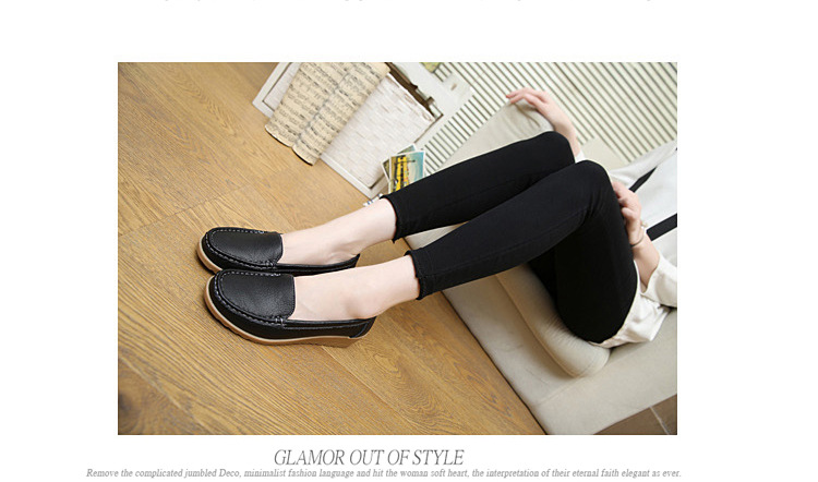 New Spring and Autumn Cowhide Wedge Nurse Shoes Casual Mom Shoes Leather Shoes Flat Pumps Women's Women's Mid Heel Shoes