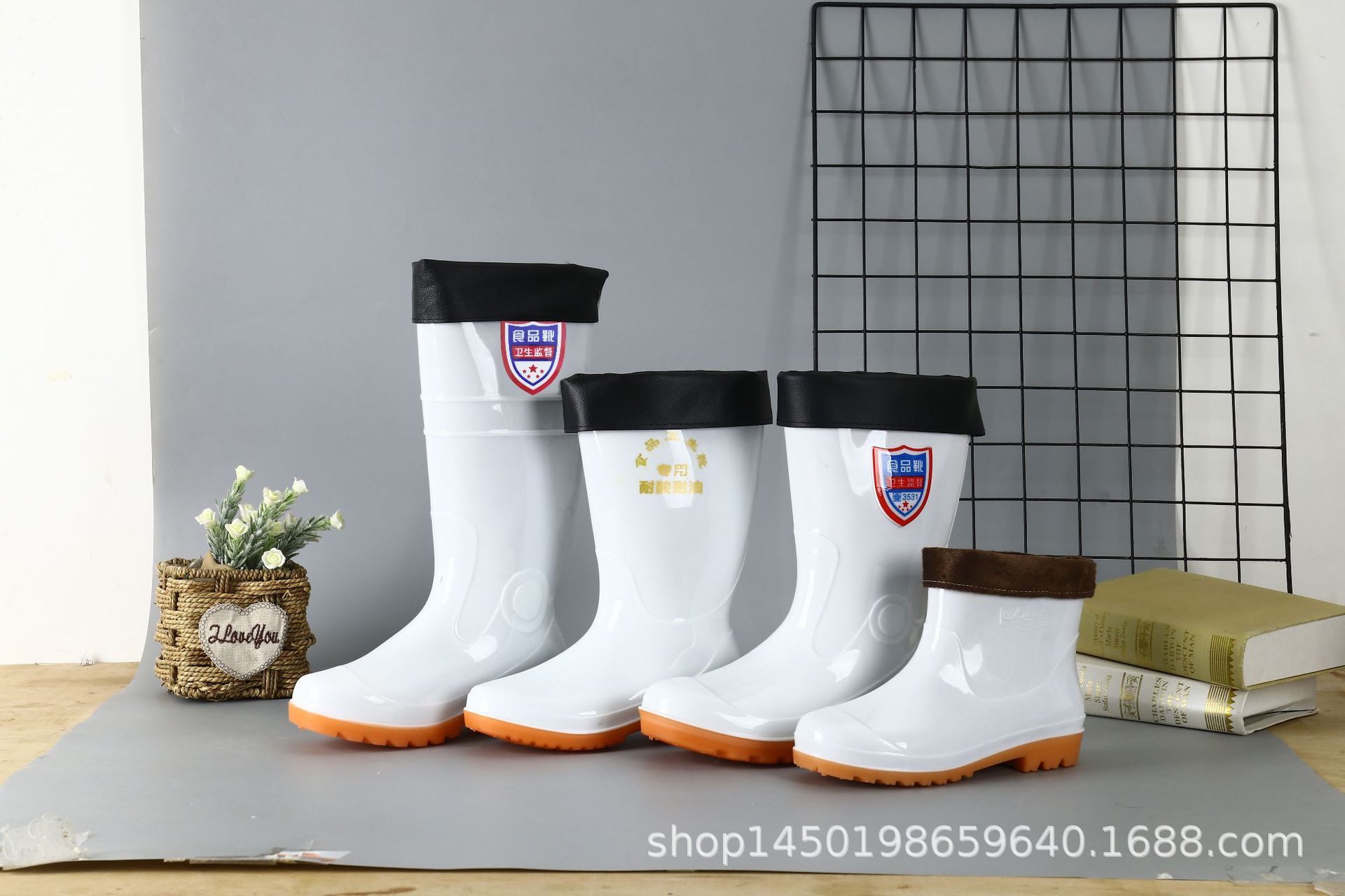 Four Seasons Spot Men's High-Top Injection Rain Boots Tmall Factory Sales round Toe Flat Heel White High-Top Rain Shoes Four Seasons Spot Men's High-Top Injection Rain Boots Tmall Factory Sales round Toe Flat Heel White High-Top Rain Shoes