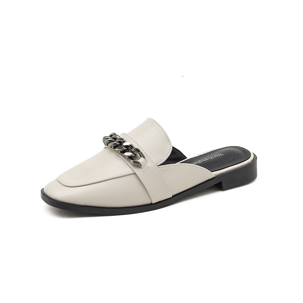 2022 Spring and Autumn New European and American Stylish Low Heel Semi Slipper Women&#039;s Shoes Internet Celebrity Chain Flat Slippers Foreign Trade 41