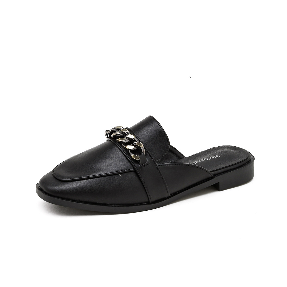 2022 Spring and Autumn New European and American Stylish Low Heel Semi Slipper Women's Shoes Internet Celebrity Chain Flat Slippers Foreign Trade 41
