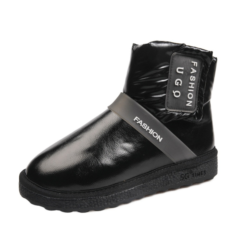 2021solid Color Ankle Boots Mid Heel round Toe Fashion Flat Bottom Thickened Snow Boots Winter New Women&#039;s Korean Style Casual Shoes