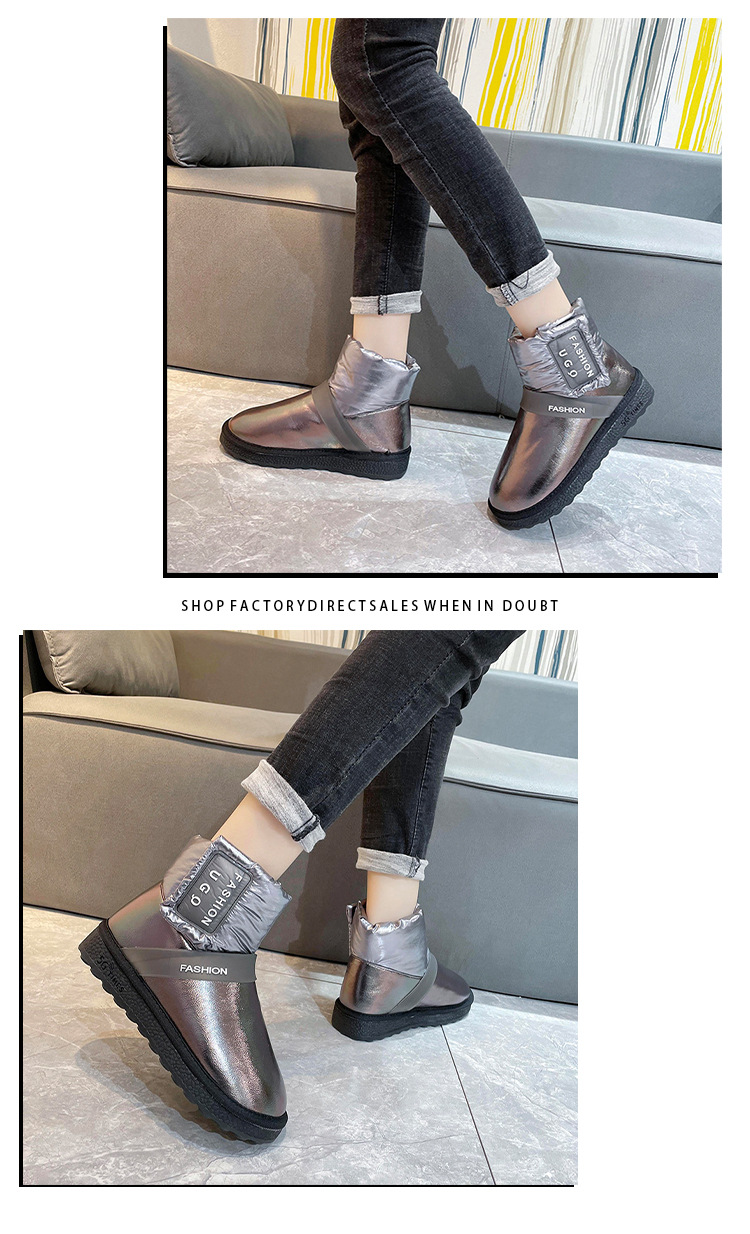 2021solid Color Ankle Boots Mid Heel round Toe Fashion Flat Bottom Thickened Snow Boots Winter New Women's Korean Style Casual Shoes
