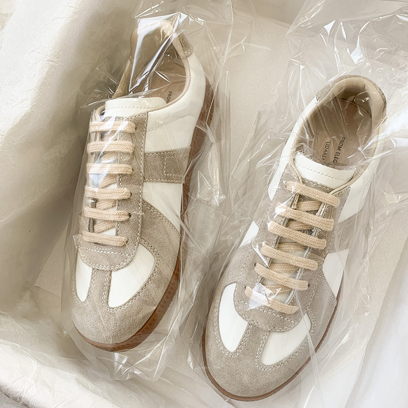 German Training Shoes 2021 Autumn Cowhide Hidden Heel White Shoes Women's Shoes Easy to Match Flat Sports Casual Shoes Neutral Couple