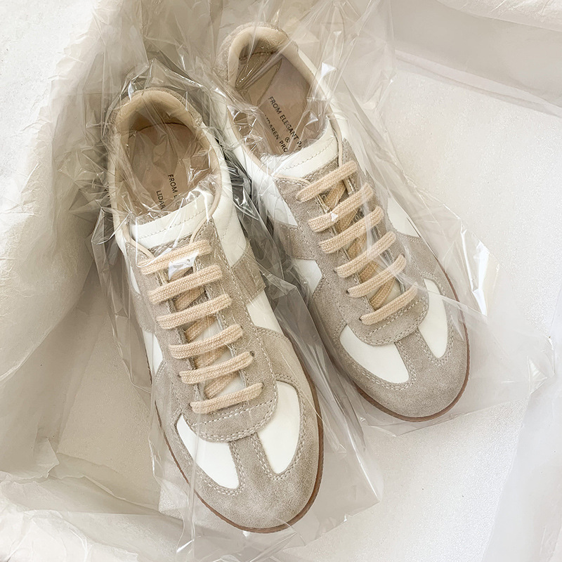 German Training Shoes 2021 Autumn Cowhide Hidden Heel White Shoes Women's Shoes Easy to Match Flat Sports Casual Shoes Neutral Couple