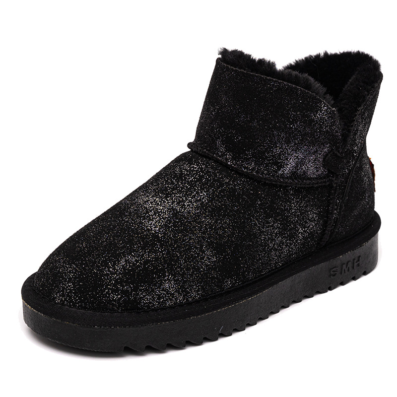 Winter Cotton Shoes 21 New Daily Flat Heel Low Tube round Toe Suede Spot Low Cut, Brushed Thickened Warm Snow Boots