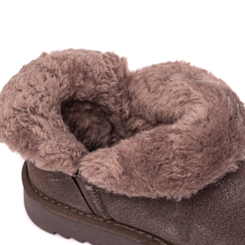 Winter Cotton Shoes 21 New Daily Flat Heel Low Tube round Toe Suede Spot Low Cut, Brushed Thickened Warm Snow Boots