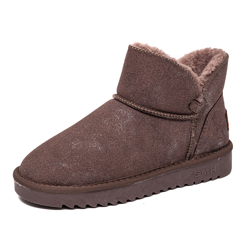 Winter Cotton Shoes 21 New Daily Flat Heel Low Tube round Toe Suede Spot Low Cut, Brushed Thickened Warm Snow Boots