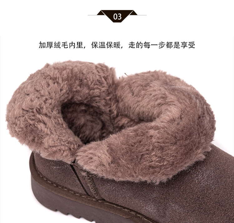 Winter Cotton Shoes 21 New Daily Flat Heel Low Tube round Toe Suede Spot Low Cut, Brushed Thickened Warm Snow Boots