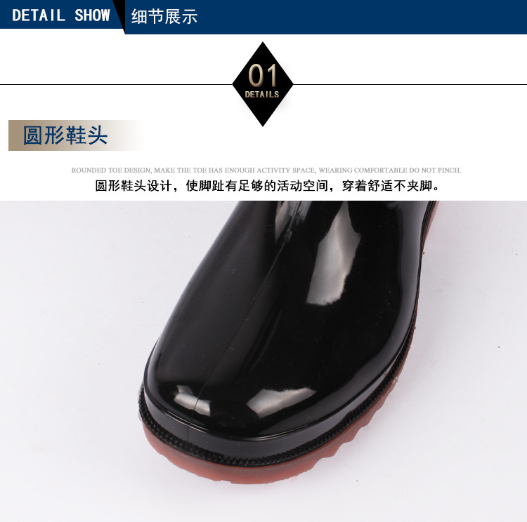 New style men's water shoes fashion high tube PVC flat flat jelly color men's rain shoes low heel rain shoes rain boots