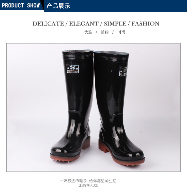 New style men's water shoes fashion high tube PVC flat flat jelly color men's rain shoes low heel rain shoes rain boots