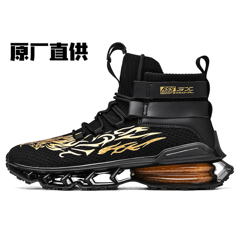 Autumn and Winter Universal White Front Lace-up Men&#039;s Solid Color round Toe High-Top Flat Heel Black Daily Men&#039;s Shoes