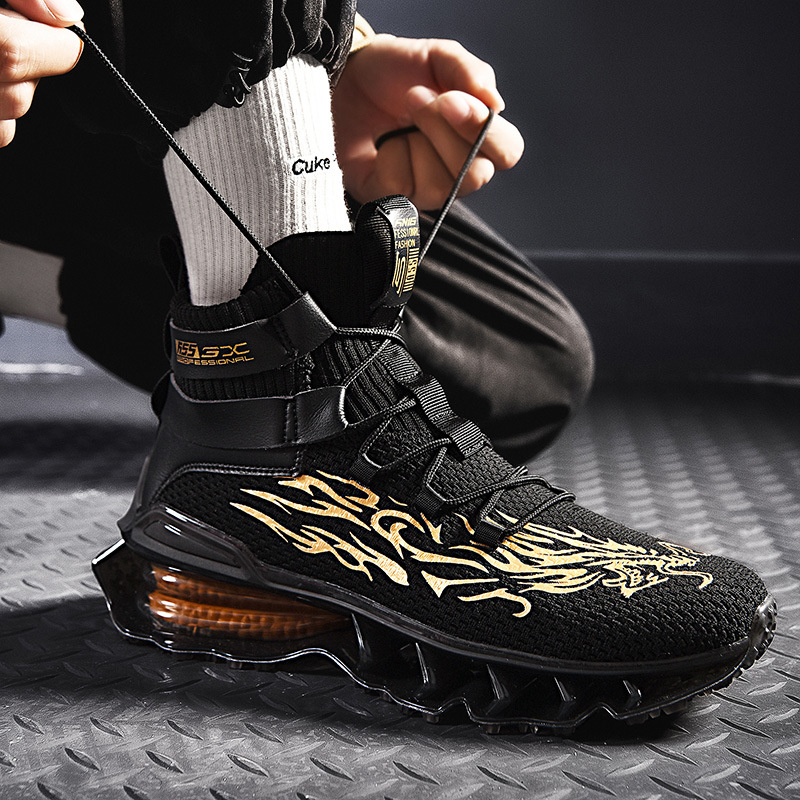 Autumn and Winter Universal White Front Lace-up Men&#039;s Solid Color round Toe High-Top Flat Heel Black Daily Men&#039;s Shoes