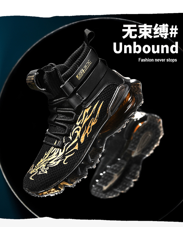 Autumn and Winter Universal White Front Lace-up Men's Solid Color round Toe High-Top Flat Heel Black Daily Men's Shoes