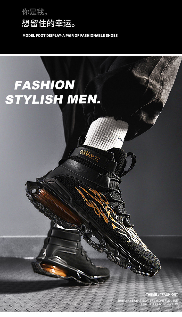 Autumn and Winter Universal White Front Lace-up Men's Solid Color round Toe High-Top Flat Heel Black Daily Men's Shoes