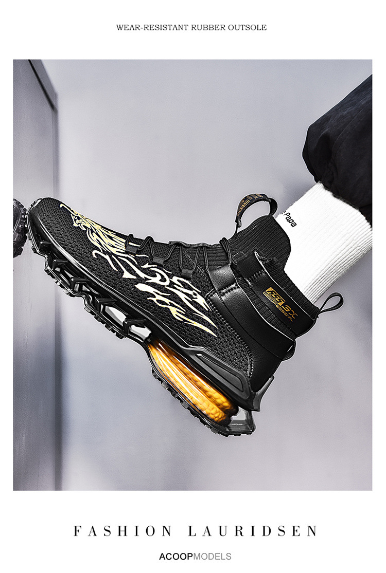 Autumn and Winter Universal White Front Lace-up Men's Solid Color round Toe High-Top Flat Heel Black Daily Men's Shoes