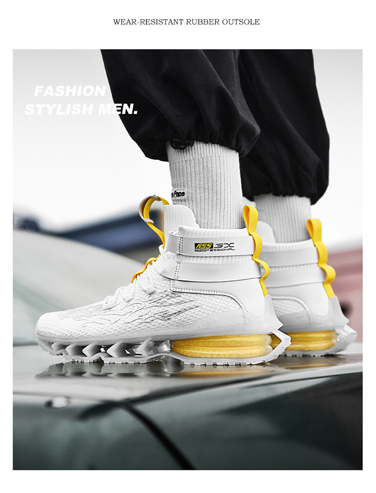 Autumn and Winter Universal White Front Lace-up Men's Solid Color round Toe High-Top Flat Heel Black Daily Men's Shoes
